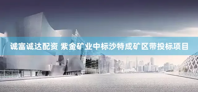 诚富诚达配资 紫金矿业中标沙特成矿区带投标项目
